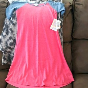 NWT-LULAROE Adeline Sz 12, Pink Bluish/Grey Dress